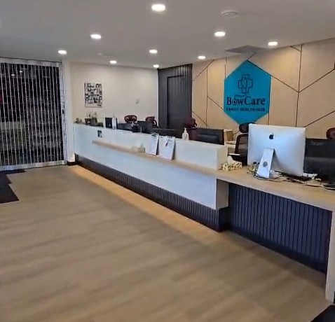 Bow Care Clinic reception desk, Bowness Calgary
