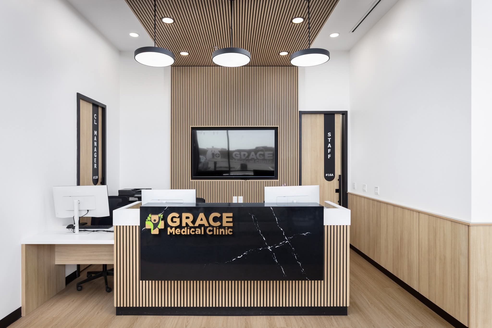 Grace Medical Clinic and Pharmasave reception desk, Sage Hill Calgary