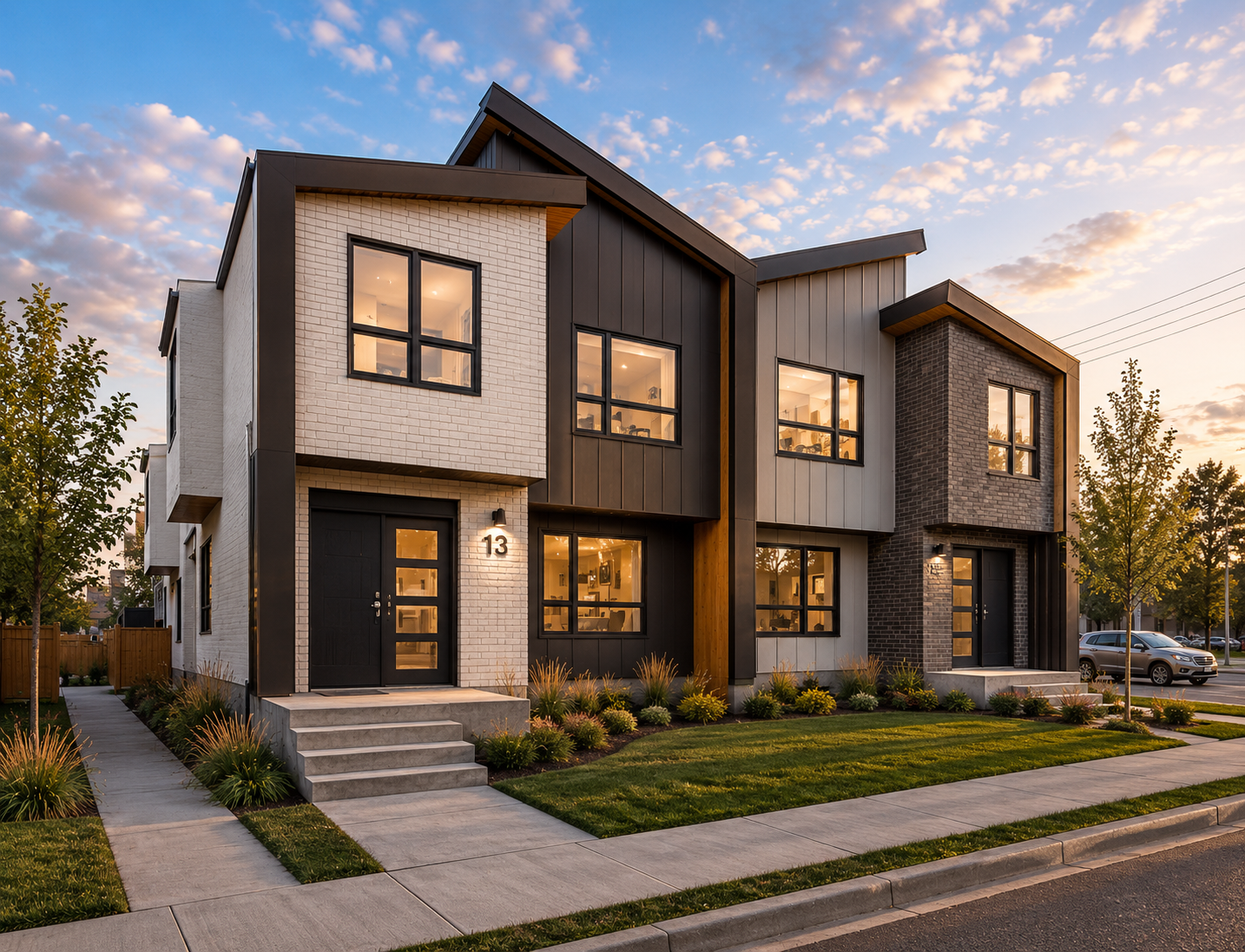 Meadowlark Park Townhouses rear elevation and carport