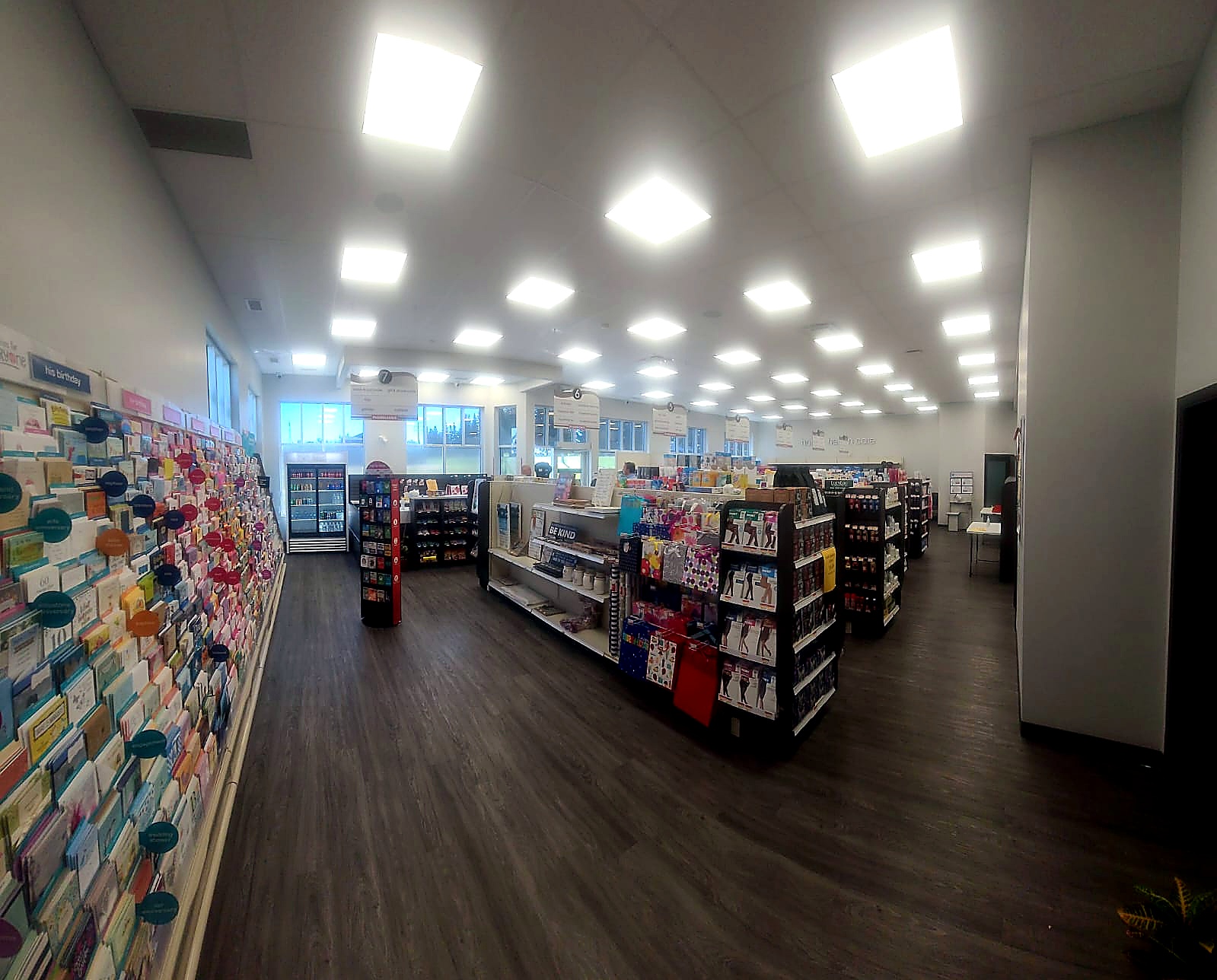 Pharmasave Sylvan Lake front retail area with greeting card wall